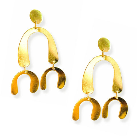 Salve ‘Chaise Rainbows’ Golden Inverted-U Dangler Earrings | Gold-Toned Earrings for Women