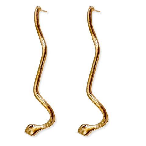 Salve 'Serpent' Gold Toned Statement Snake Earrings