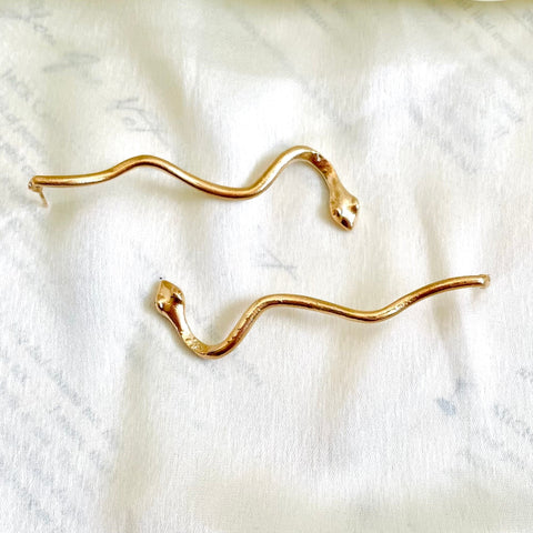 Salve 'Serpent' Gold Toned Statement Snake Earrings