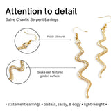 Salve Statement Serpent Snake Shaped Gold Dangle Earrings