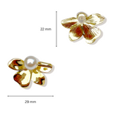 Salve ‘Pearly’ Pearl Flower Gold Contemporary Earrings | Dainty Chic Statement Studs for Women