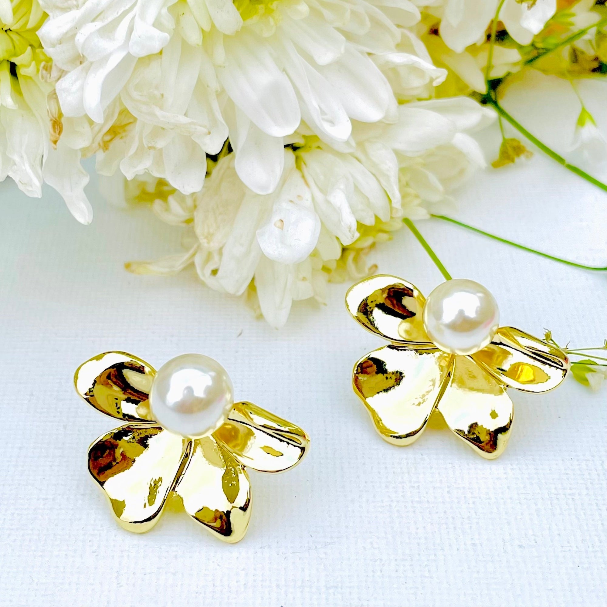 E10369 Two Tone Gold Silver Plated Floral Design Earrings Micron Plated  Regular Wear  JewelSmartin
