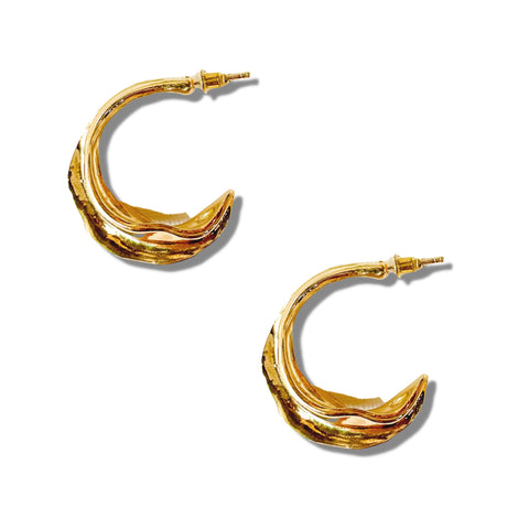 Salve 'Paparazzi’ Crumple Contemporary Gold Chunky Earrings | Chic, Hypoallergenic Hoops for Women