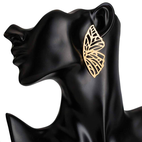 Salve ‘Angel Wings’ Butterfly Wings Drop Dangle Gold Earrings | Statement Earrings for Women and Girls