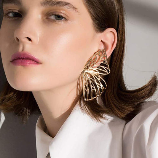 Salve ‘Angel Wings’ Butterfly Wings Drop Dangle Gold Earrings | Statement Earrings for Women and Girls