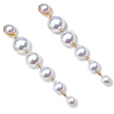 Salve ‘Rani’ White Faux Pearl Statement Dangle Gold Earrings