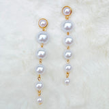 Salve ‘Rani’ White Faux Pearl Statement Dangle Gold Earrings