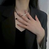 Salve Cuboid Metallic Silver Beads Chain Necklace | Geometric Statement Neckpiece for women