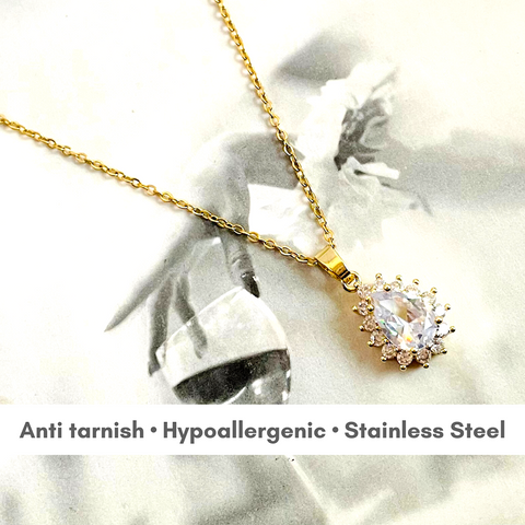 Salve ‘Teardrop’ Cubic Zirconia Anti-Tarnish Drop Pendant Necklace