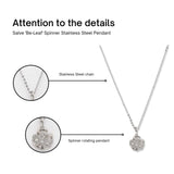 Salve ‘Be-Leaf’ Stainless Steel Zircon Rotating Pendant Necklace