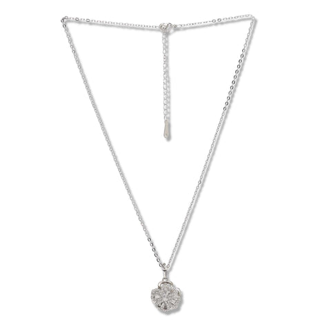 Salve ‘Be-Leaf’ Stainless Steel Zircon Studded Rotating Pendant  with Chain