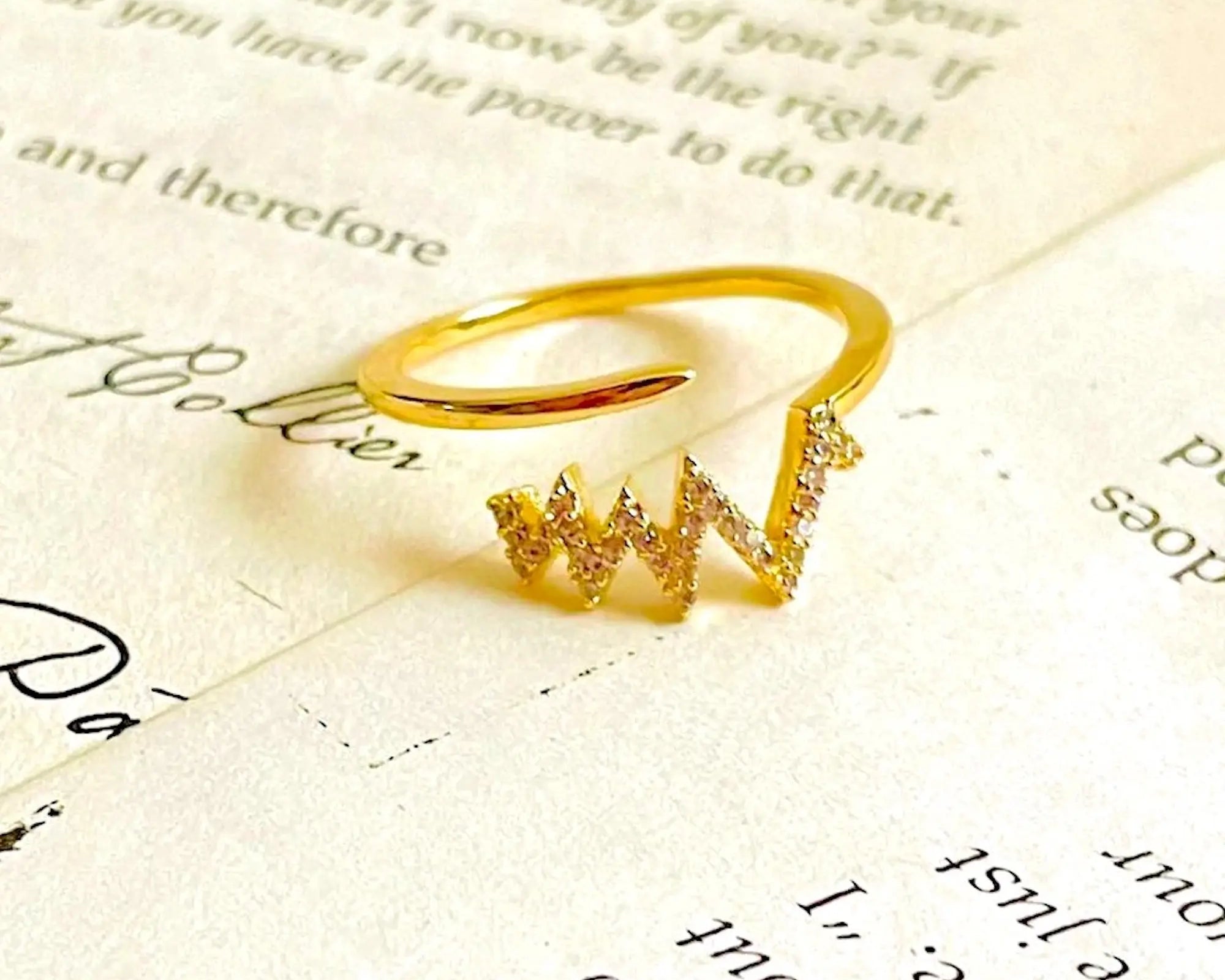 Salve ‘Heartbeat’ Gold-Toned Adjustable Ring for Women - Salve