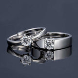 Salve ‘Hey Lover’ Silver Stone Band Adjustable Ring Set For Couples