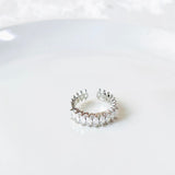Salve ‘Open’ Marquise Cut Silver Eternity Band Adjustable Ring for Women