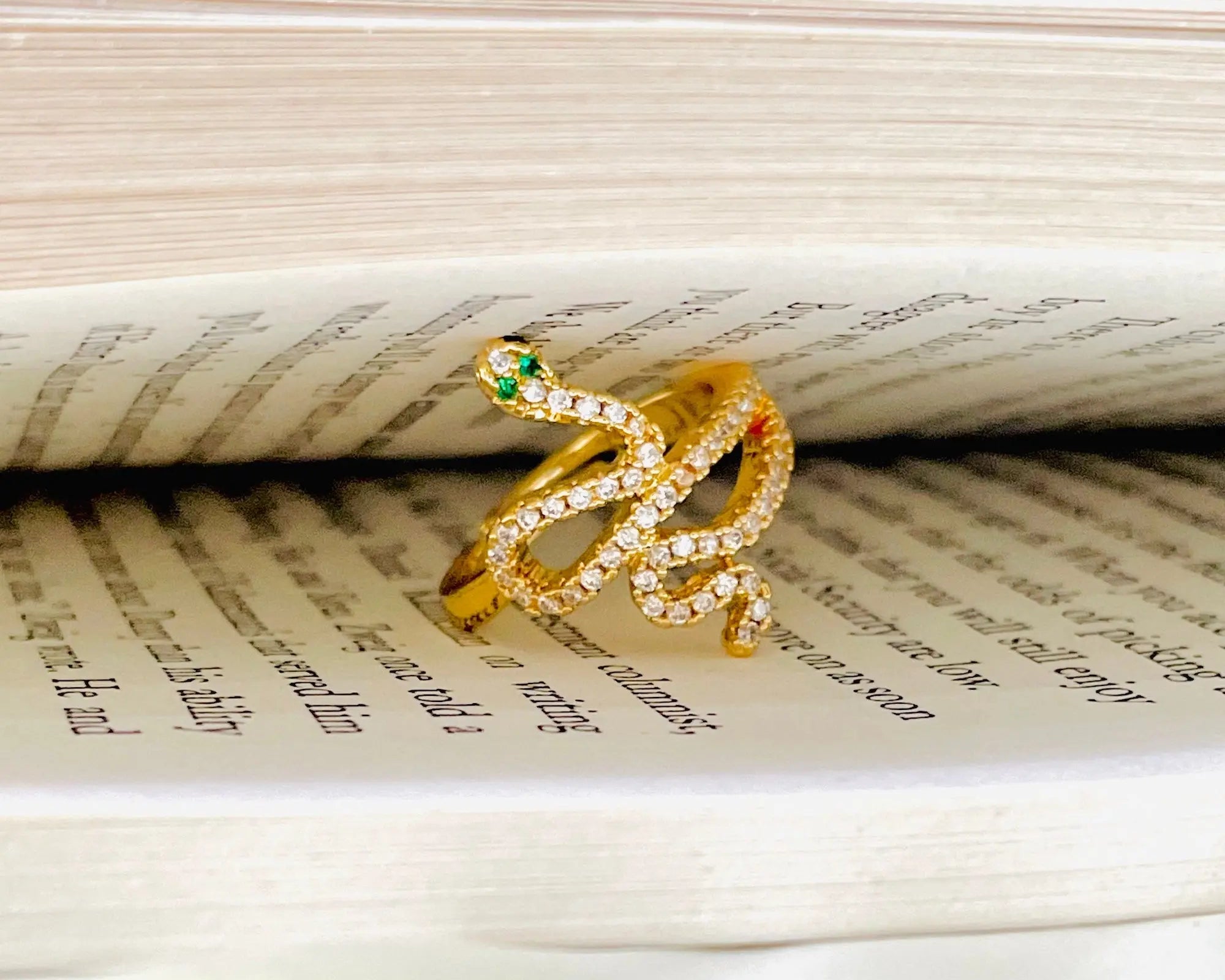 Salve ‘Snake’ Zircon Studded Adjustable Ring - Salve