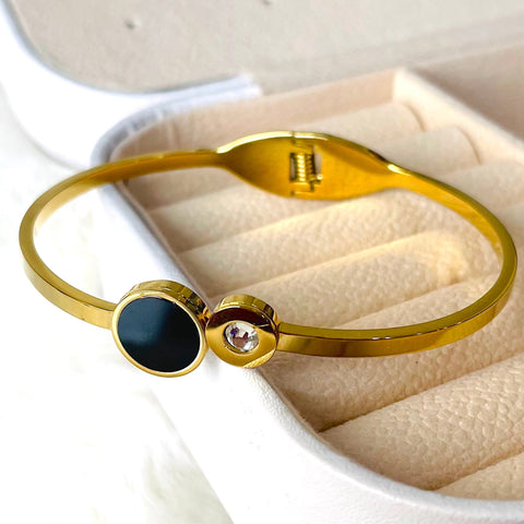 Salve Open Cuff Bracelet Gold Bangle For Women | Stainless Steel, Anti-Tarnish Bracelet