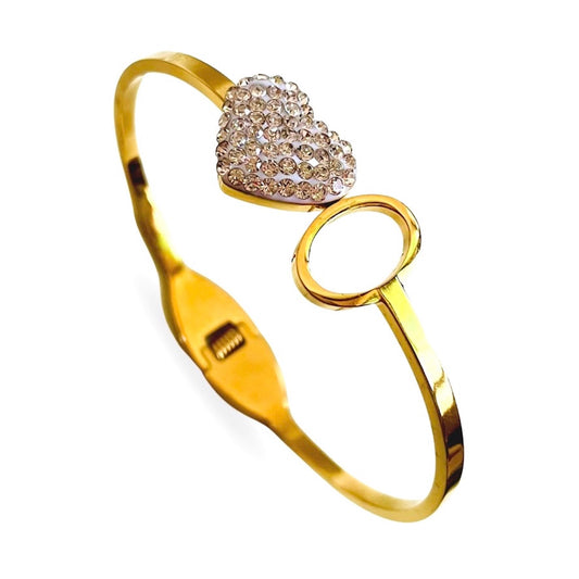 Salve ‘Mi Amor’ Heart Harmony Open Cuff Bangle Bracelet