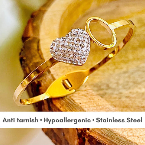 Salve ‘Mi Amor’ Heart Harmony Open Cuff Bangle Bracelet