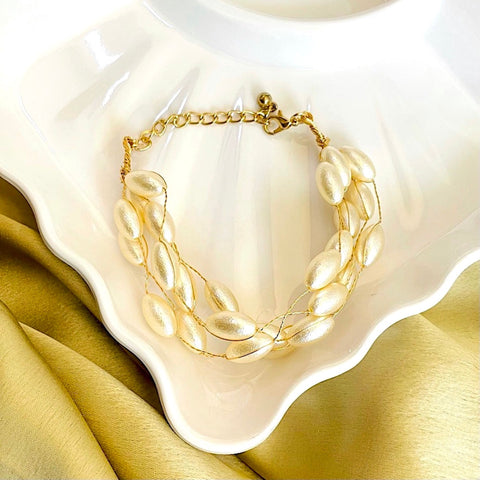 Salve Oval ‘Pearls of Love’ Multi-Strand Adjustable Beach Bracelet for Women