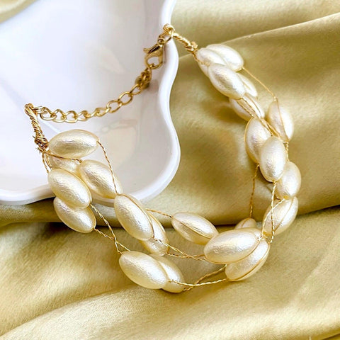 Salve Oval ‘Pearls of Love’ Multi-Strand Adjustable Beach Bracelet for Women