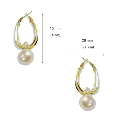 Salve ‘Aphrodite’ Faux Pearl Statement Hoop Earrings | 3 in 1 Hoops for Women | Detachable Double Pearl Studs