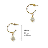 Salve ‘Dainty’ Faux Pearl Drop Half Hoop Gold Earrings