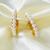 Salve ‘Grace’ Faux Pearl Beads Embellished Hoops