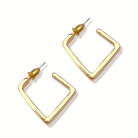 Salve ‘Golden Rhapsody’ Rectangular Gold-Toned Hoop Earrings