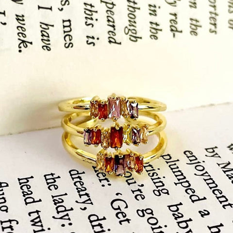Salve ‘Perky’ Multicoloured Gemstone Stainless Steel Adjustable Ring SALVE
