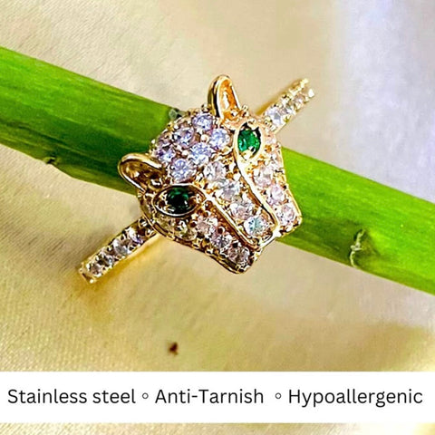 Salve ‘Roar’ Anti-Tarnish Panther Adjustable Ring