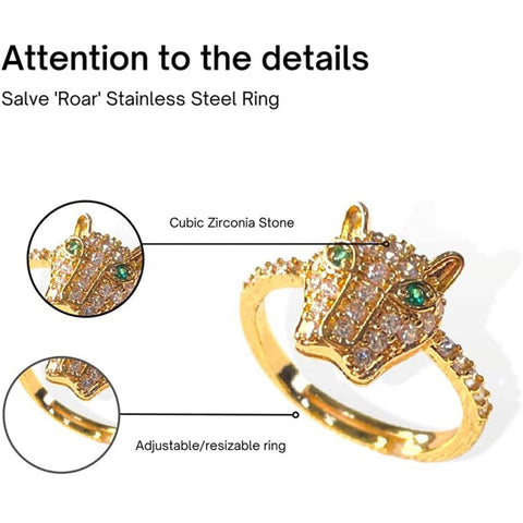Salve ‘Roar’ Anti-Tarnish Panther Adjustable Ring