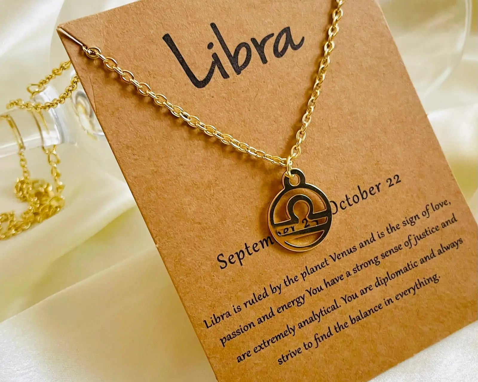 Salve Astrology Astro Chic Zodiac Sign Pendant Chain Gold Necklace - Libra SALVE