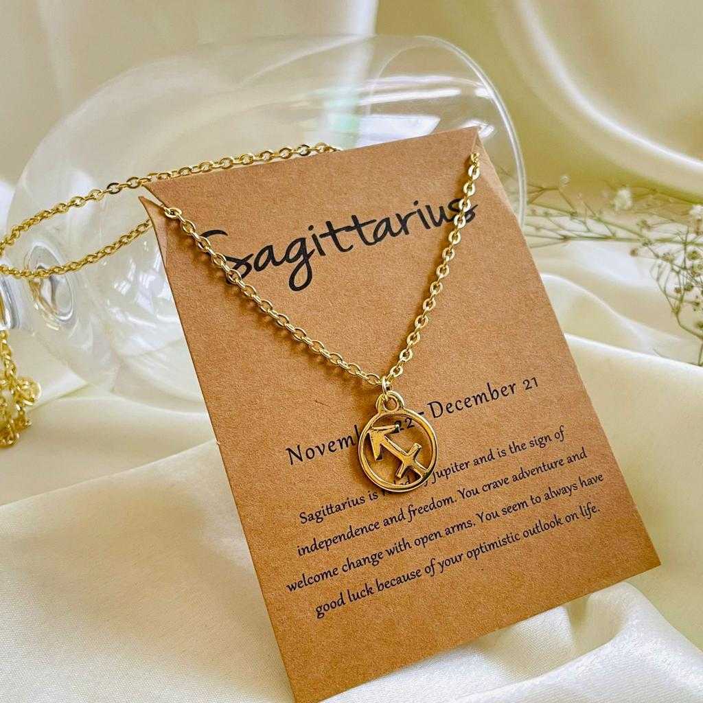 Salve Astrology Astro Chic Zodiac Sign Pendant Chain Gold Necklace - Sagittarius SALVE