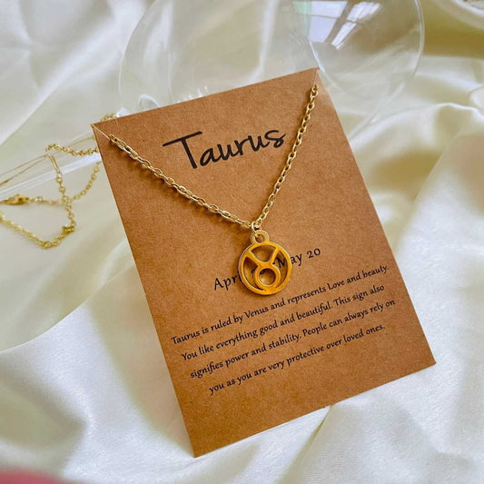 Salve Astrology Astro Chic Zodiac Sign Pendant Chain Gold Necklace - Taurus SALVE